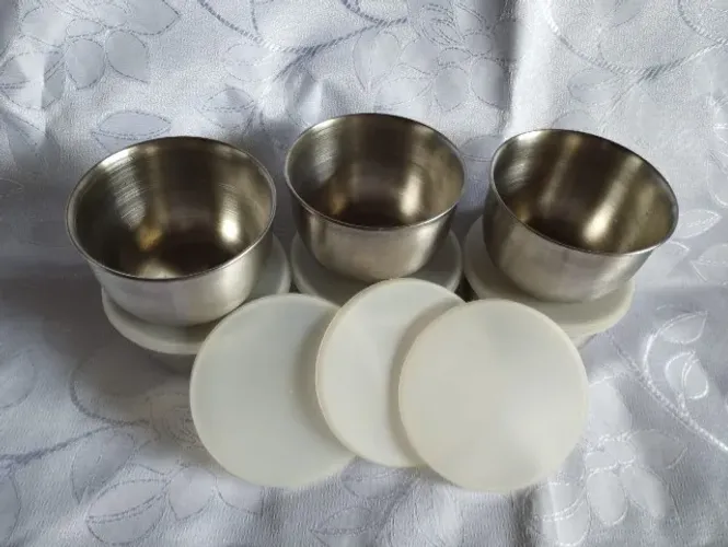 Mini Tigela Bowl Inox com Tampa 200ml 6 unidades