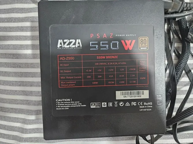 Fonte AZZA PSAZ 550W 80 Plus Bronze Selo PFC ativo
