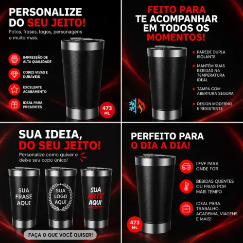 Copo Térmico Personalizado 473ml - Do Seu Jeito por R$40!