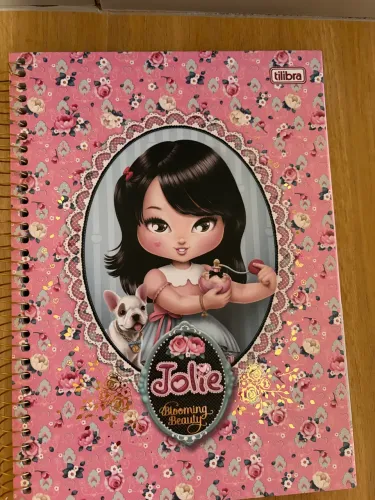 Caderno Jolie Blooming Beauty, capa dura, 96 folhas. Novo