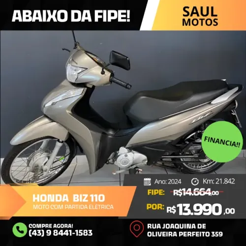 BIZ 110I 2024 cinza com partida elétrica