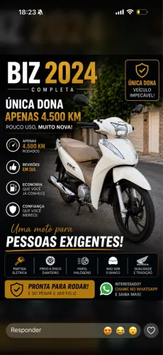 BIZ 125, só 4.500 km, única dona 