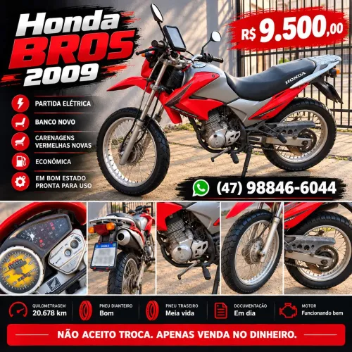 Vendo Honda Bros 2009 em bom estado.
