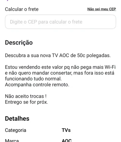 Vendo Tv 50 polegadas AOC