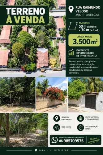 ? TERRENO À VENDA - JABUTI, EUSÉBIO/CE