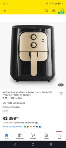 Air frayer Gaabor lacrada Jumbo família 