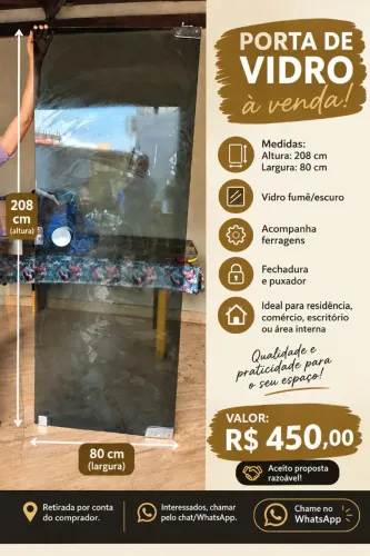 Porta vidro blindex fumê