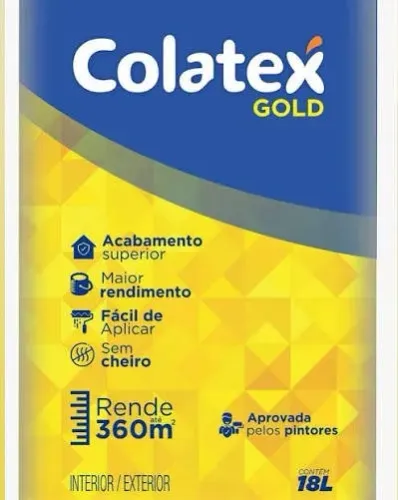 TINTA GOLD COLATEX 18 LITROS - ACABAMENTO FOSCO (INTERNA E EXTERNA) RENDE ATE 360M