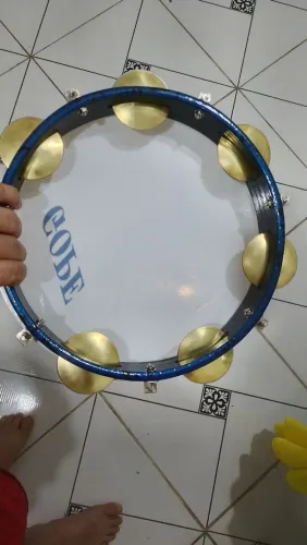 Pandeiro profissional 10p da GOPE, platinelas de latão