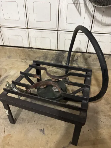 Fogao portatil ferro 2 boca gas para camping
