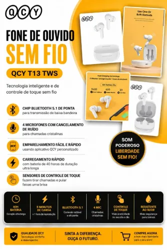 Fone Bluetooth QCY T13