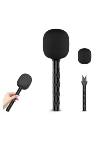 Suporte Mão Bastão P/ Entrevista Adaptador Microfone Lapela