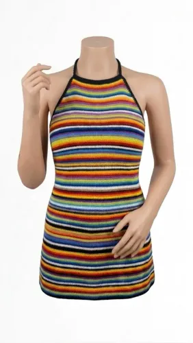 Vestido colorido de Crochê
