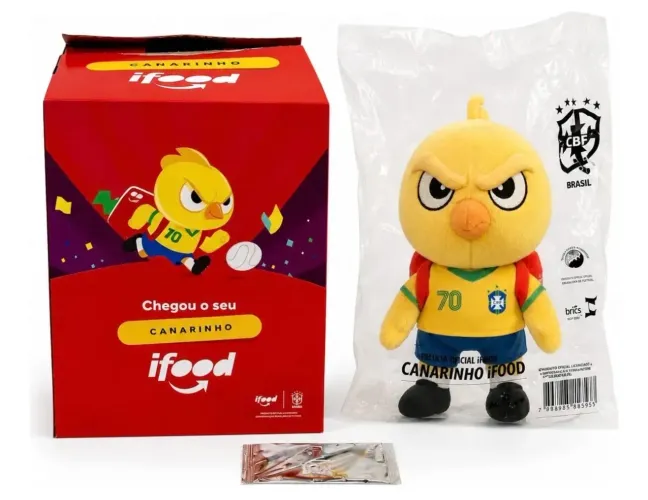 Canarinho Pistola IFood Copa 70 Tri - pelúcia lacrado com Card