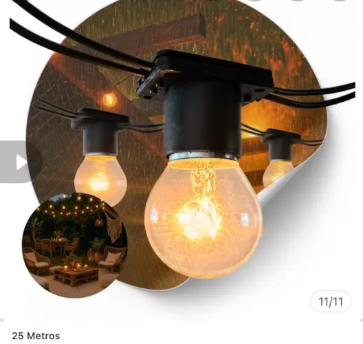 Varal de luz decoração lâmpadas 