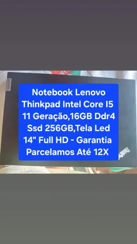 Notebook Lenovo Thinkpad Intel Core I5 / 11 Geração, 16GB Ddr4, Ssd 256GB,Tela 14" Full HD
