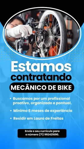VAGA DE EMPREGO - MECÂNICO DE BIKE