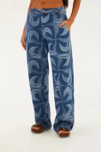 Calça jeans farm Tuca tropical