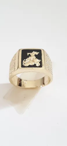 ANEL DE SAO JORGE BANHADO A OURO 18K
