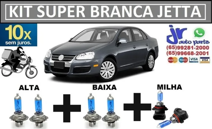 Kit de Lâmpadas Super Branca Jetta 2007 8500K Efeito Xênon 