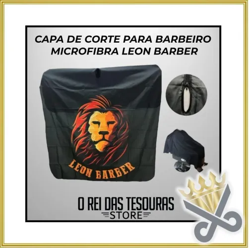 CAPA DE CORTE PARA BARBEIRO MICROFIBRA LEON BARBER<br>