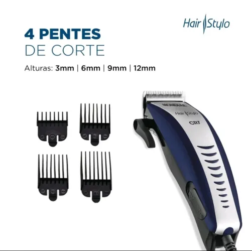 Máquina de cortar cabelo com 4 pentes e acessórios Hair Stylo CR-07 Mondial