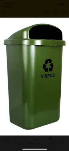 Cesto Individual Para Coleta Seletiva De 50 Litros Com Poste