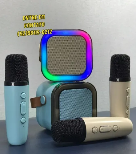 Caixa de Som Profissional Karaokê e Microfone - Sem Fio Bluetooth - Entrega 9h as 22h
