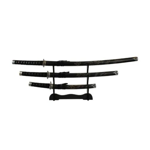 Kit 3 Espadas Katana Decorativa Ninja Último Samurai Suporte