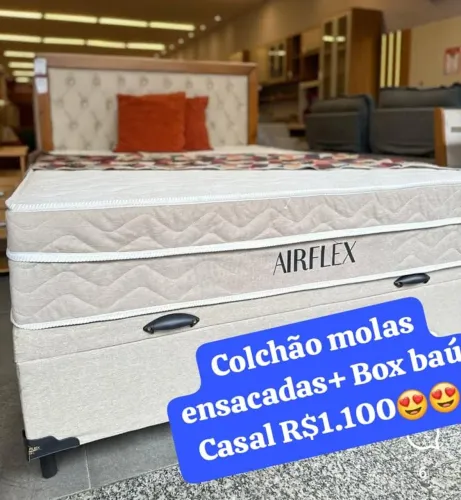 BASE BAÚ CASAL BLINDADA + COLCHÃO MOLAS ENSACADA ESPUMA D28