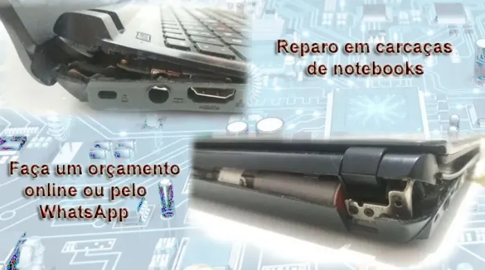 Reparo em carcaças quebradas de notebooks mesmo faltando pedaços