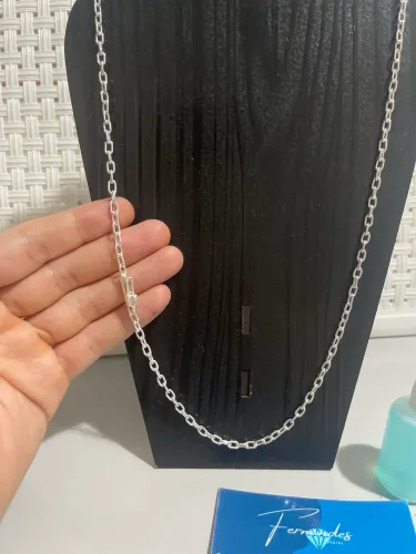 Cordão cadeado 3 mm 70 cm Prata 950 maciço melhor preço e qualidade.