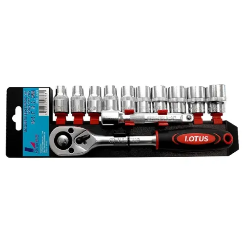 Jogo de Soquetes Sextavado 10 a 24mm com Chave Catraca 1/2'' 12 Peças Lotus 4428