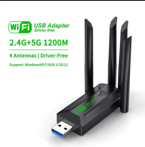 Adaptador USB Wi-Fi 1200M 2.4G+5G 4 Antenas