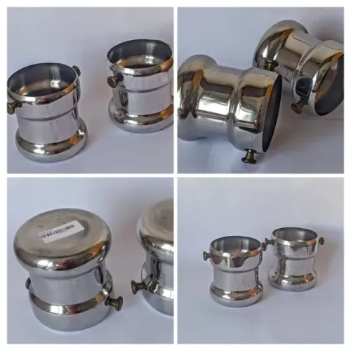 Kit com 2 baldes para gelo em aço inox, 15 cm altura e boca 13 cm. - tenho estoque 20 kits