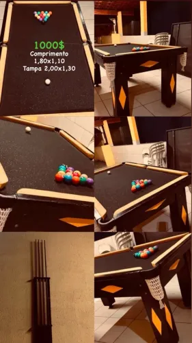 Mesa de bilhar com cestinha