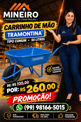 Carrinho de mão tramontina 50L azul