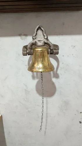 Sino de parede de bronze suporte ferro fundido