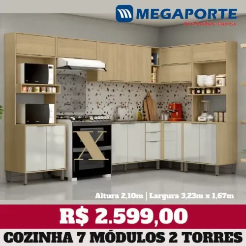 Armário de Cozinha de Canto 7 Módulos Balcão 1,20m (NOVO) Entrega Grátis! 