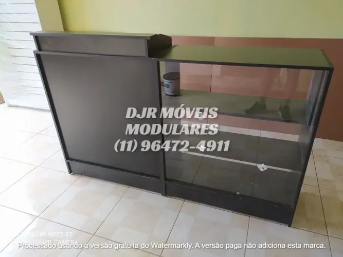 BALCÃO ATENDIMENTO CAIXA + VITRINE EXPOSITOR - PRETO - NOVO - ENTREGA RÁPIDA