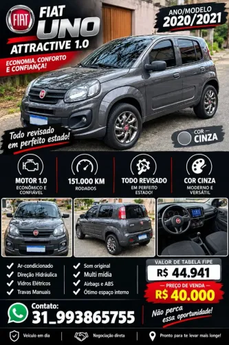 Fiat Uno Attractive 1.0 EVO Fire Flex 8V 5P 2021