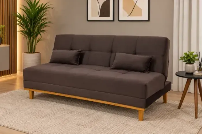 OFERTA Sofá cama veludo marrom