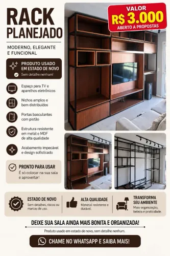 Estante em mdf e estrutura metálica ideal para residência ou loja de roupas
