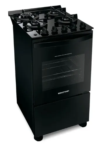 Fogão Brastemp 4 Bocas Preto com Mesa de Vidro e Dupla Chama - BFO4XAE Bivolt