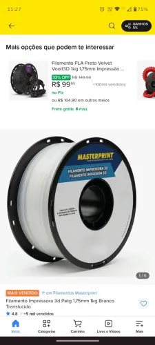 Filamento petg Max print impressão 3d