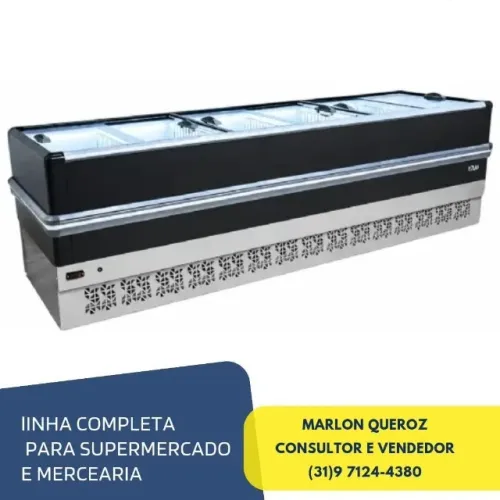 Ilha de Congelados Vidro Reto 3 metros Polar com LED