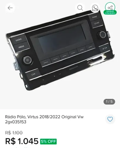 Som Radio Original Polo/Virtus/T-Cross 2018 a 2022 .