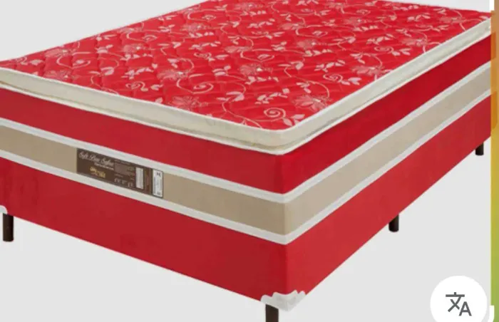 Cama de casal box Meron, vermelha. 