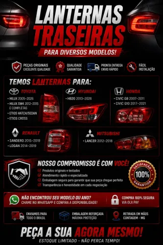 Lanternas Traseiras Originais Toyota | Honda | Hyundai | Renault | Mitsubishi