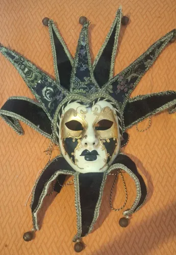 Máscara Veneziana Jester Original Papel Machê Itália Anos 90